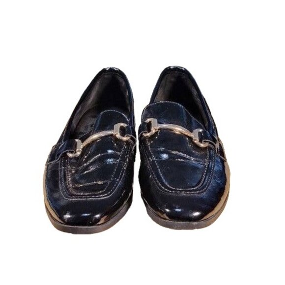 Steve Madden Loafers Women Sz 8.5 Patent Leather Black Low Heel Designer Classic - Picture 3 of 8